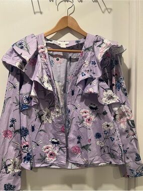 H&M Lavender Floral Button-Up Blouse